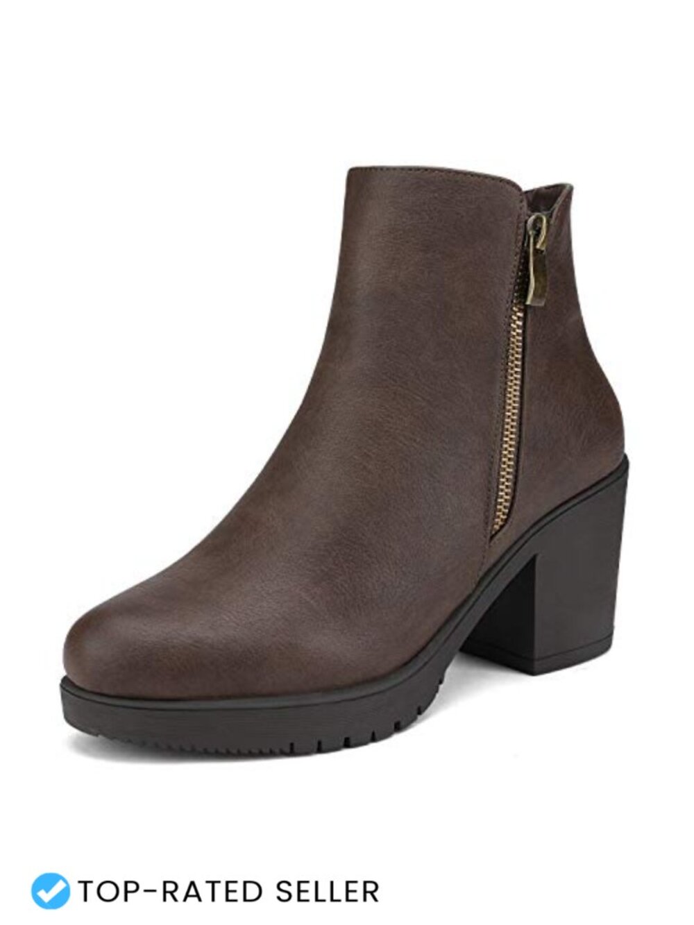 Women's Ankle Boots Chunky Heel Platform Faux Fur Trim Side Zipper Pointed Toe